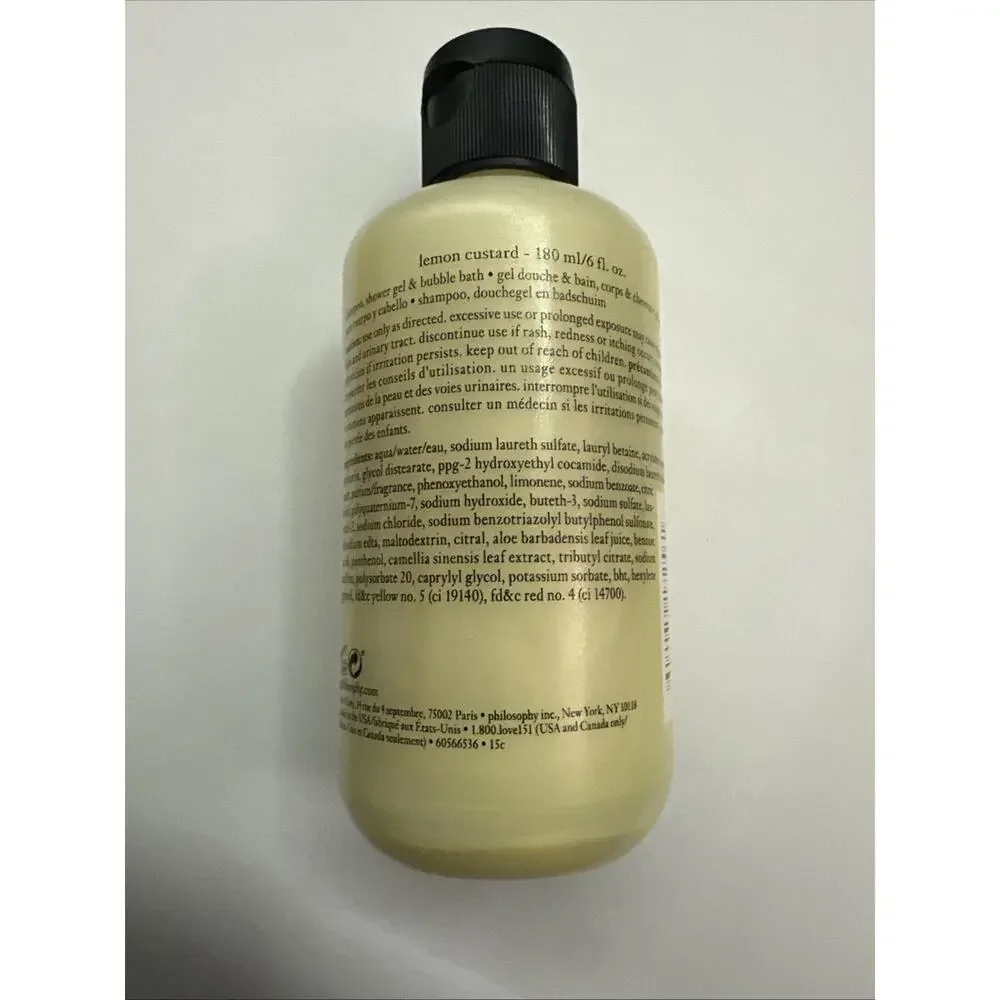 Philosophy Lemon Custard Shampoo, Shower Gel, Bubble Bath 6 OZ Sealed New Sealed